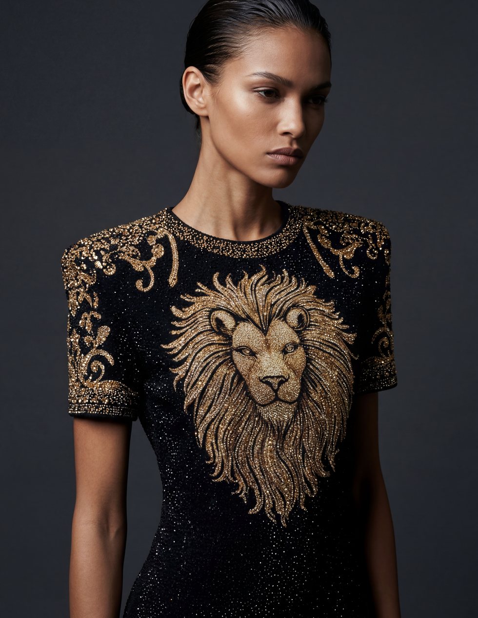 Black gold lion couture study