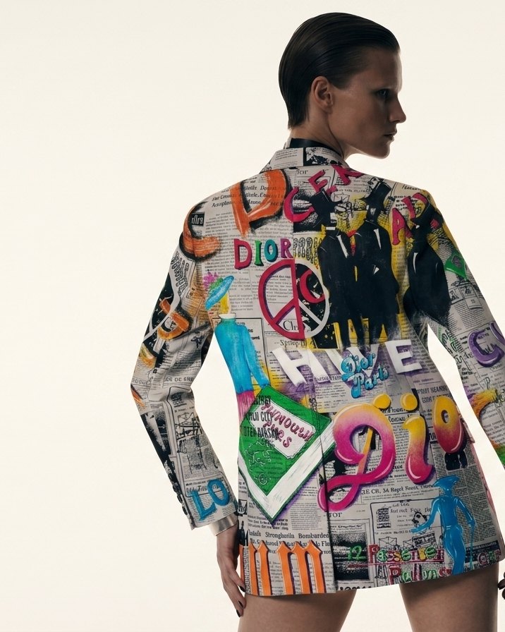 Newspaper painted jacket campaign back